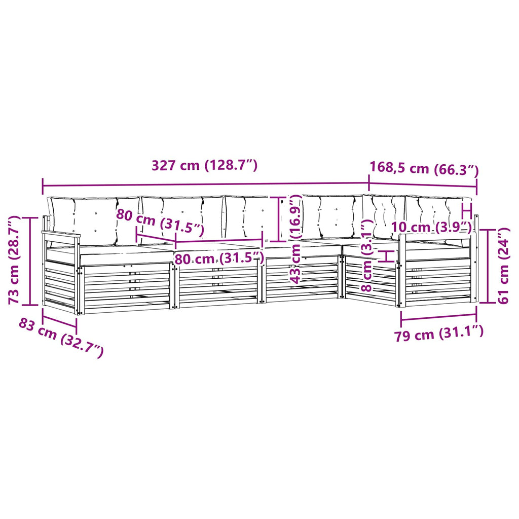 Conjunto de sofás de exterior 6 pcs Blanco y Antracita