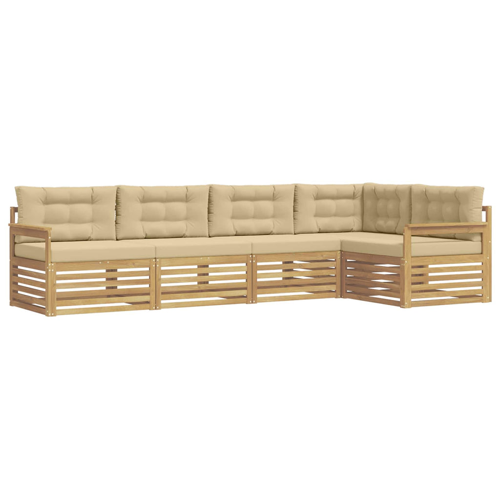 Conjunto de sofás de exterior con cojín 6 pcs y Beige Poliéster