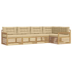 Conjunto de sofás de exterior con cojín 6 pcs y Beige Poliéster