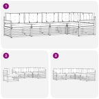 Conjunto de sofás de exterior con cojín 6 pcs y Beige Poliéster