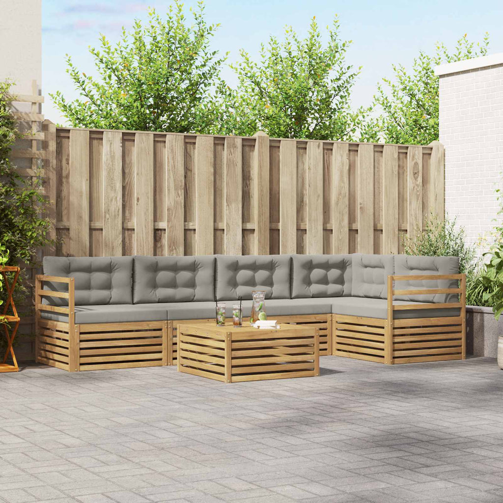 Conjunto de sofás de exterior 6 pcs Blanco y Gris Claro