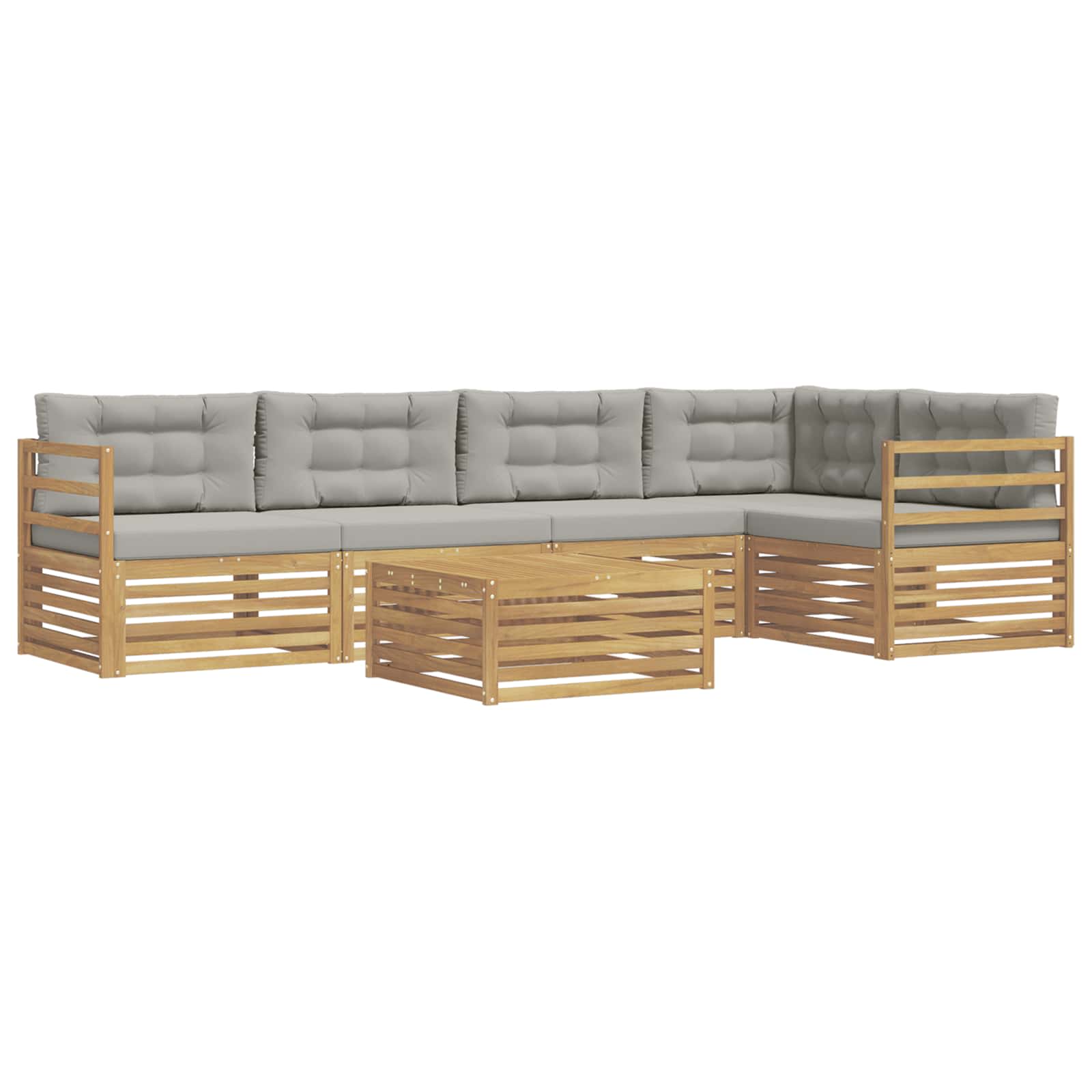 Conjunto de sofás de exterior 6 pcs Blanco y Gris Claro