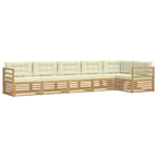 Conjunto de sofás de exterior 6 pcs Blanco y Crema