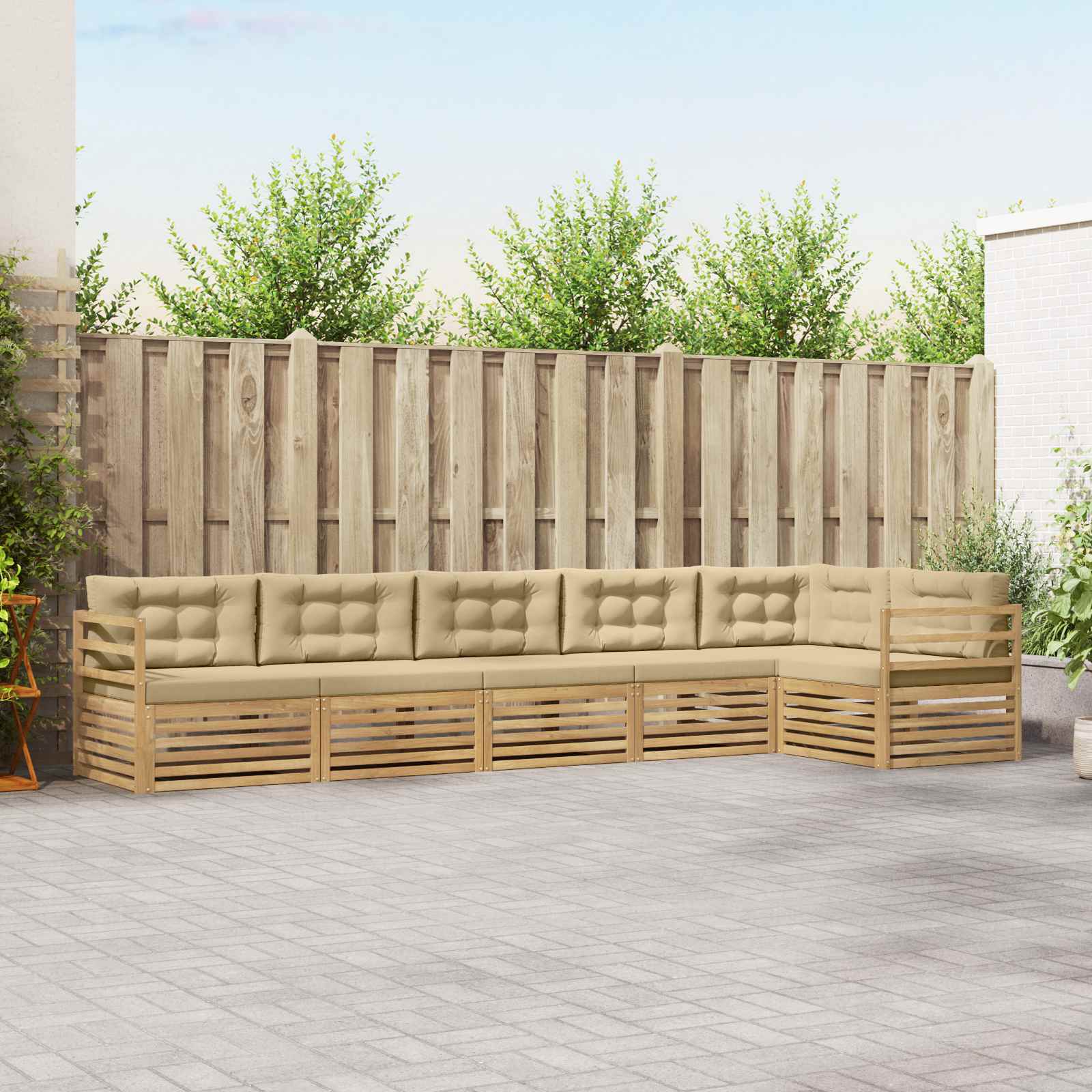 Conjunto de sofás de exterior 6 pcs y Beige 247 x 128,5 x 73 cm