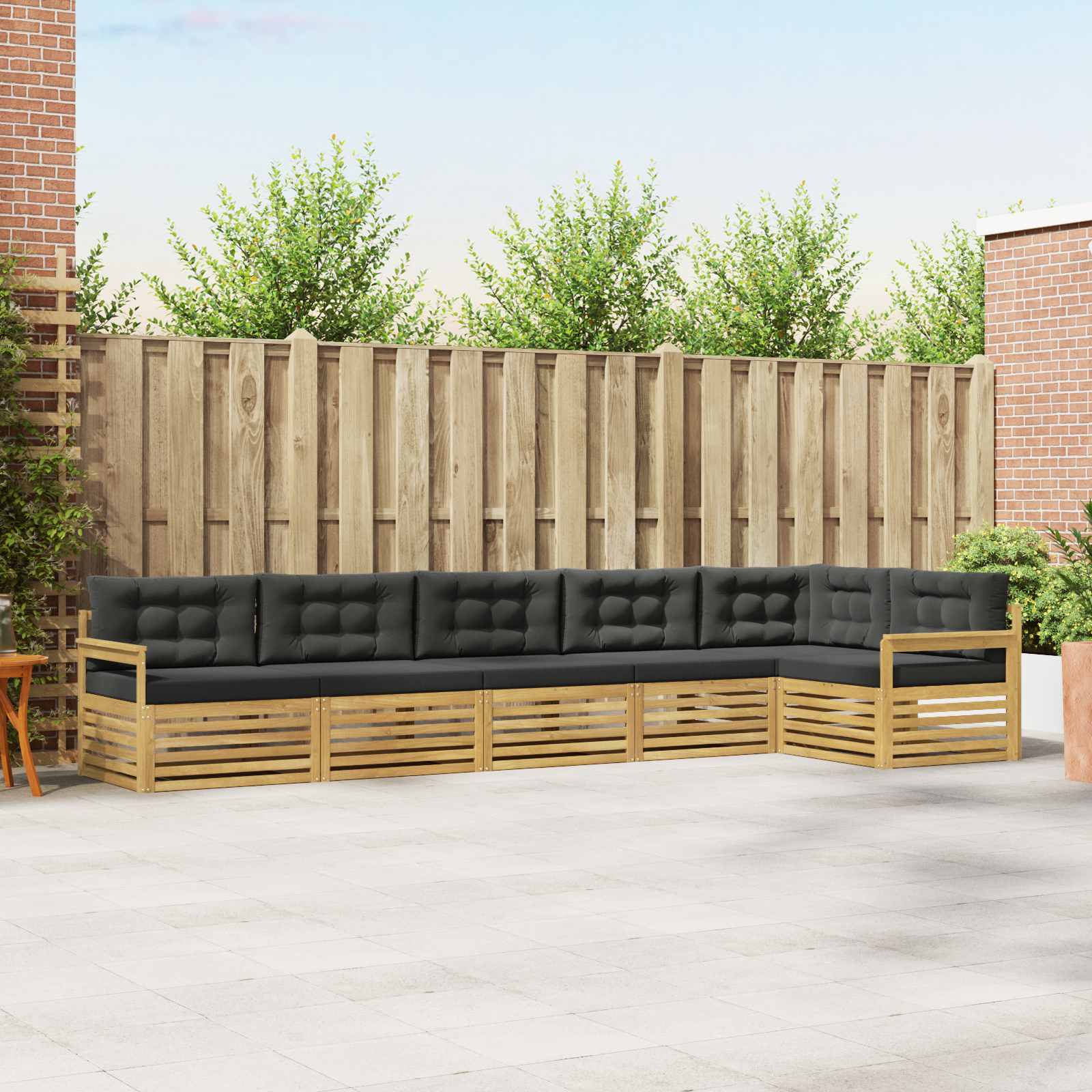 Conjunto de sofás de exterior 6 pcs Blanco y Antracita