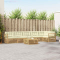 Conjunto de sofás de exterior 7 pcs Blanco y Crema Poliéster