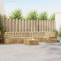 Conjunto de sofás de exterior con cojín 7 pcs y Beige Poliéster