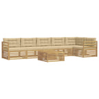 Conjunto de sofás de exterior con cojín 7 pcs y Beige Poliéster