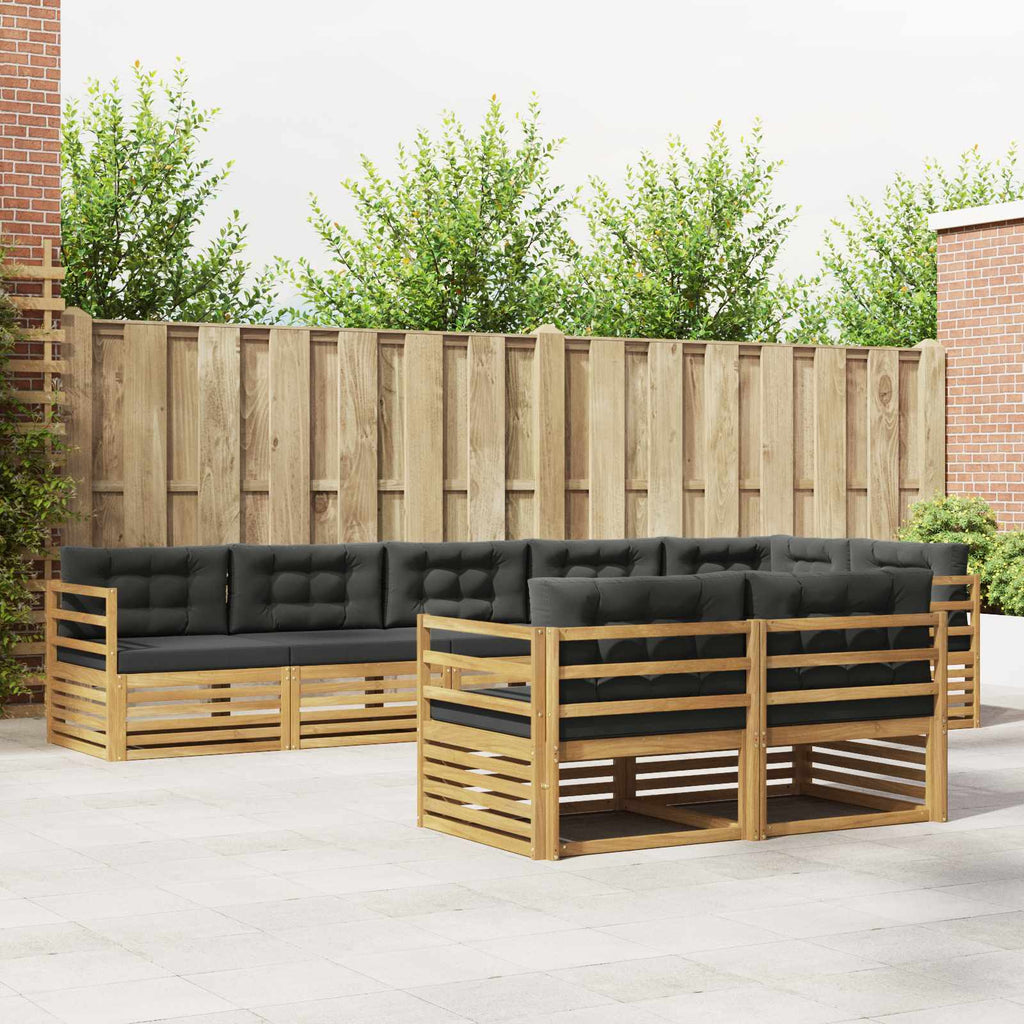 Conjunto de sofás de exterior 8 pcs Blanco y Antracita