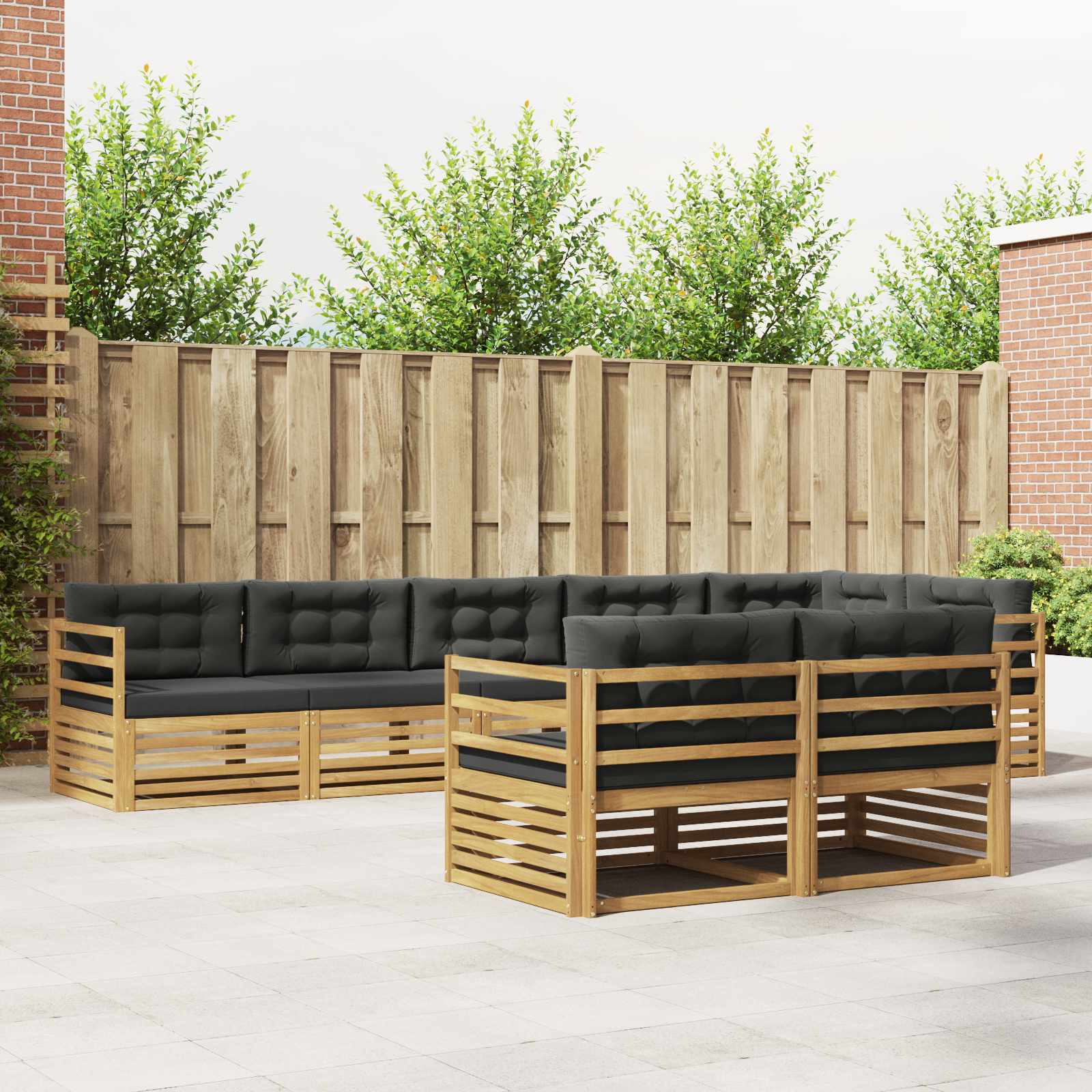 Conjunto de sofás de exterior 8 pcs Blanco y Antracita