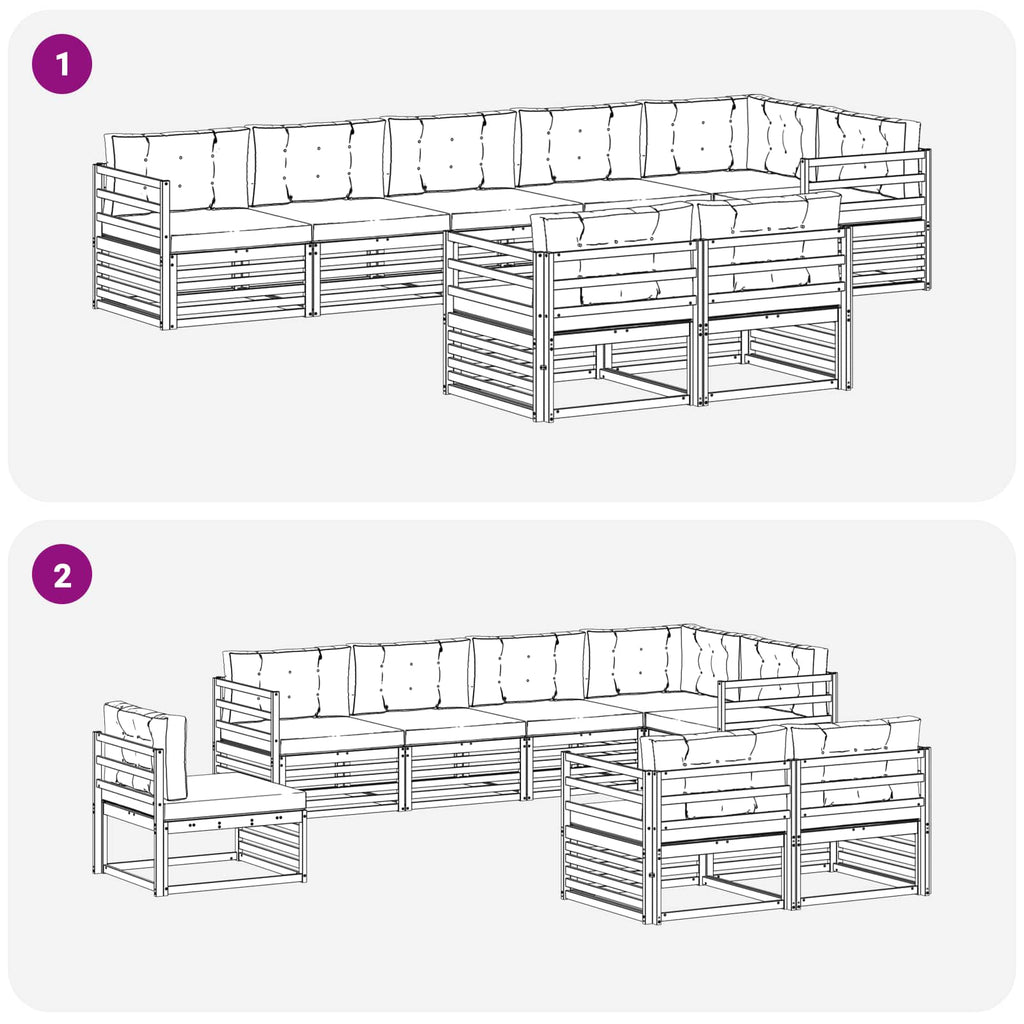 Conjunto de sofás de exterior 8 pcs Blanco y Antracita