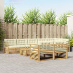Conjunto de sofás de exterior con cojín 9 pcs Blanco y Crema