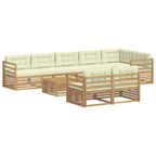 Conjunto de sofás de exterior con cojín 9 pcs Blanco y Crema
