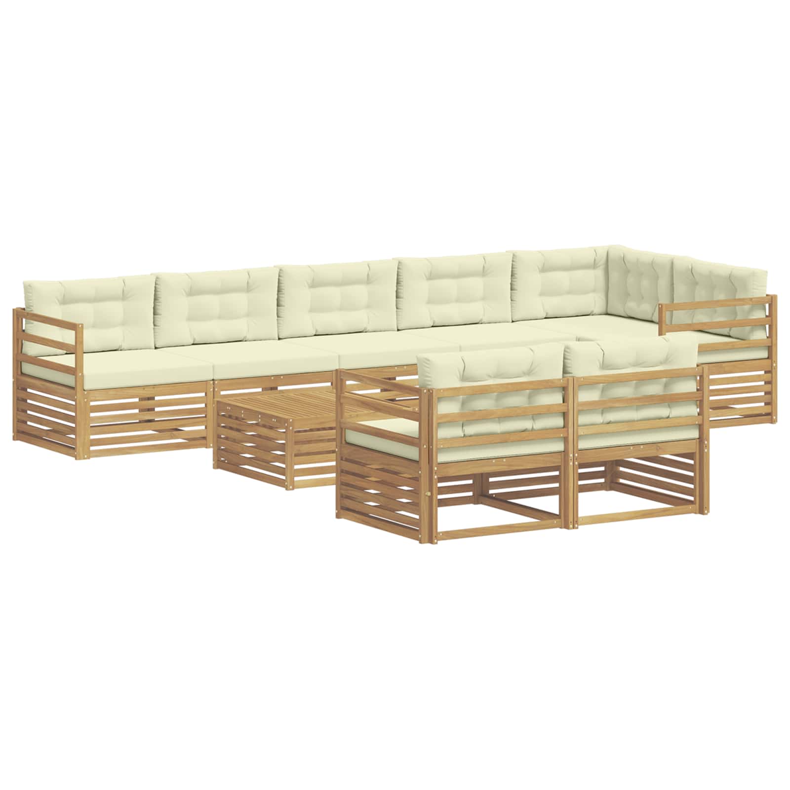 Conjunto de sofás de exterior con cojín 9 pcs Blanco y Crema