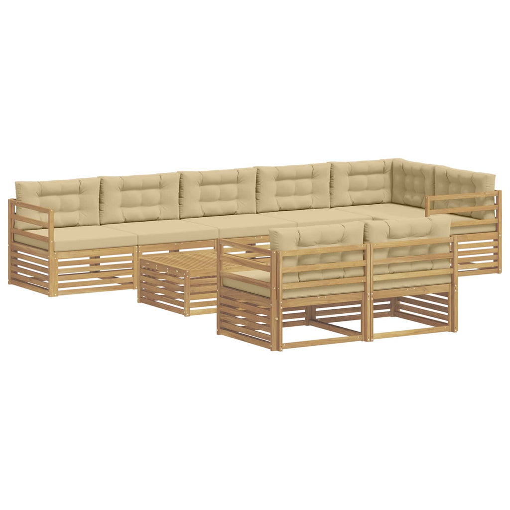 Conjunto de sofás de exterior con cojín 9 pcs y Beige