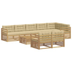 Conjunto de sofás de exterior con cojín 9 pcs y Beige