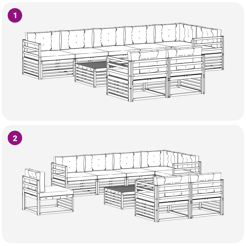Conjunto de sofás de exterior con cojín 9 pcs y Beige