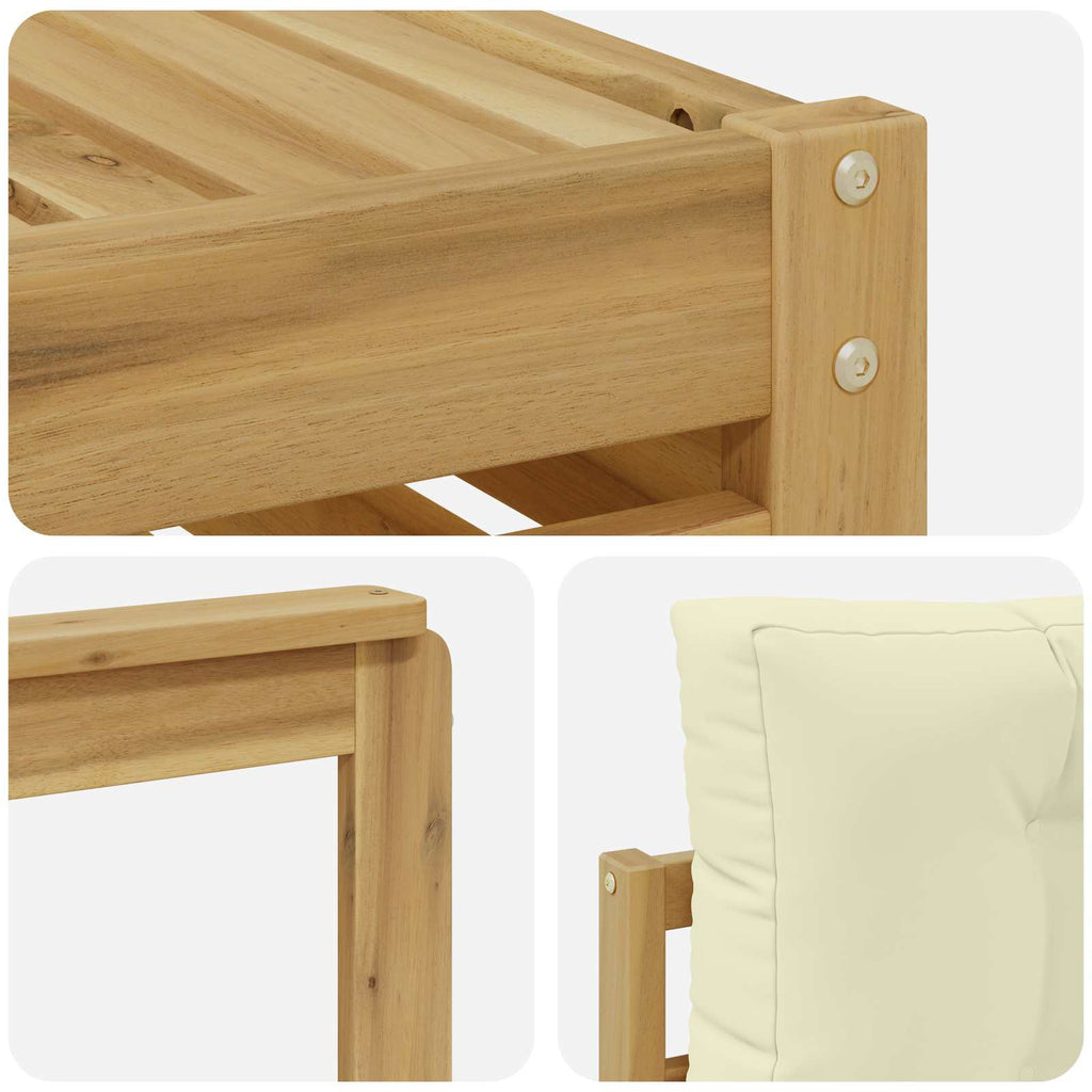Conjunto de sofás de exterior 9 pcs Blanco y Crema Poliéster