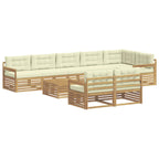 Conjunto de sofás de exterior 9 pcs Blanco y Crema Poliéster