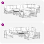 Conjunto de sofás de exterior 9 pcs Blanco y Crema Poliéster