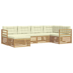 Conjunto de sofás de exterior 6 pcs Blanco y Crema Poliéster