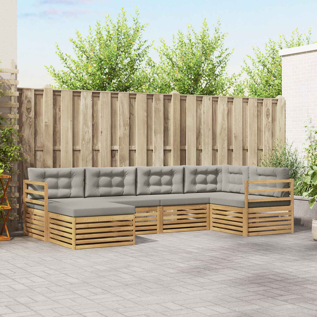 Conjunto de sofás de exterior 6 pcs Blanco y Gris Claro