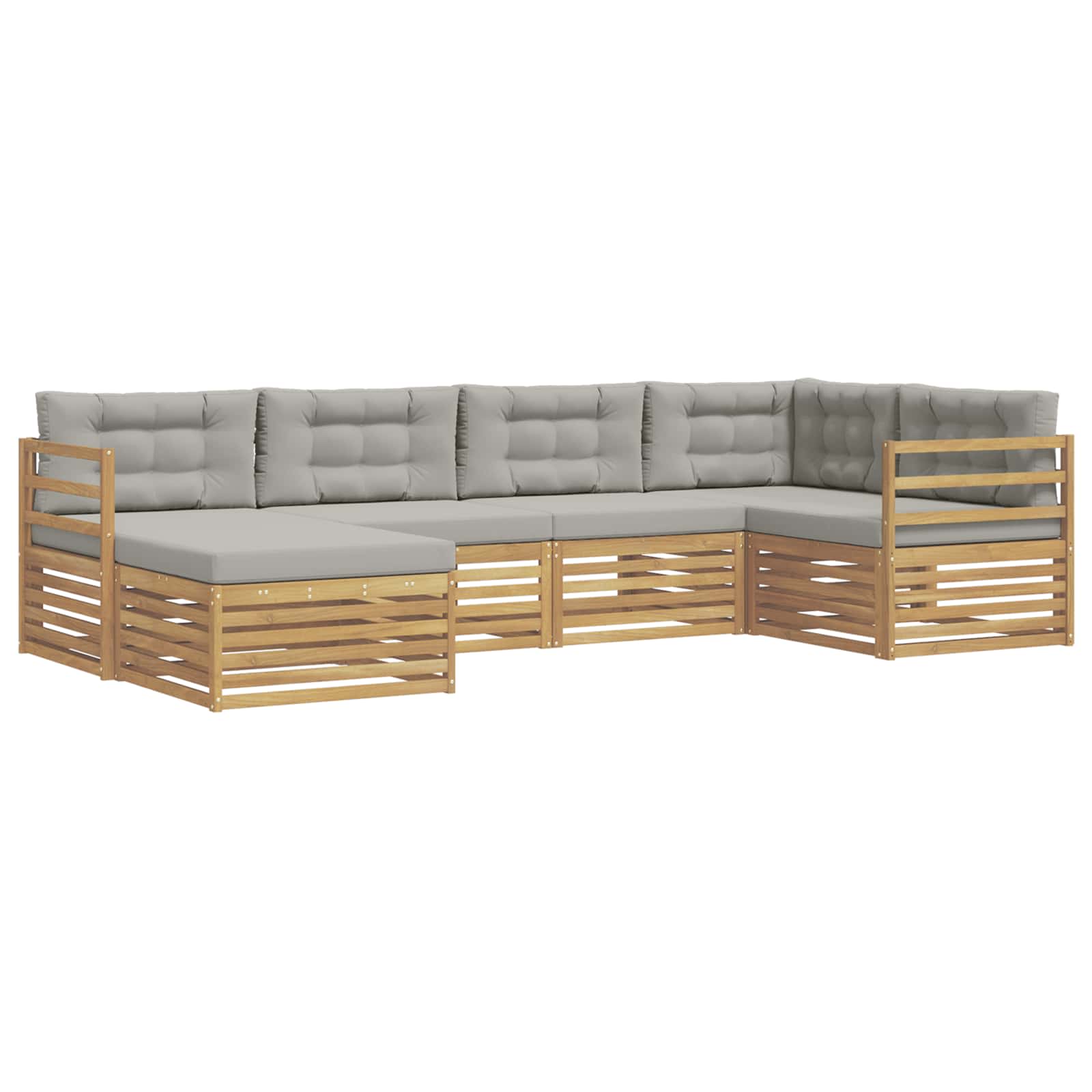 Conjunto de sofás de exterior 6 pcs Blanco y Gris Claro