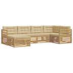 Conjunto de sofás de exterior con cojín 6 pcs y Beige Poliéster