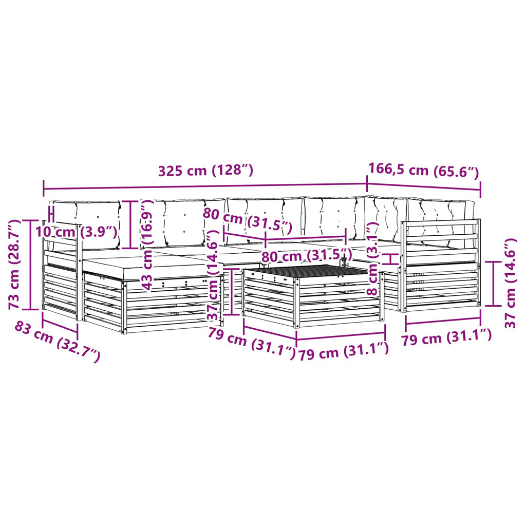 Conjunto de sofás de exterior 7 pcs Blanco y Antracita