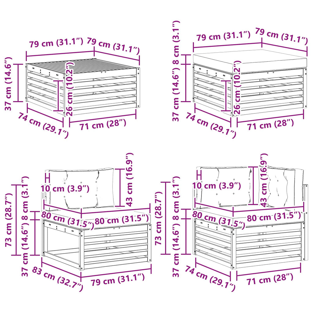 Conjunto de sofás de exterior 7 pcs Blanco y Antracita