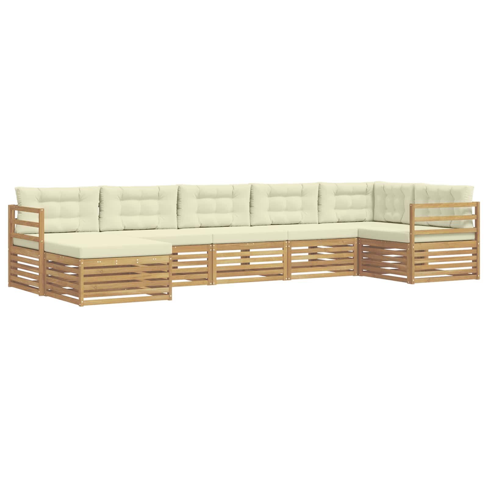Conjunto de sofás de exterior con cojín 7 pcs Blanco y Crema