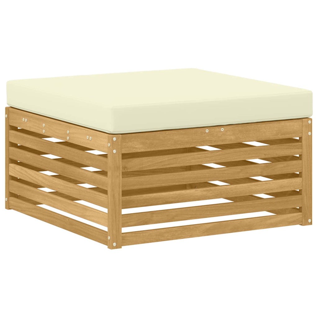 Conjunto de sofás de exterior con cojín 7 pcs Blanco y Crema