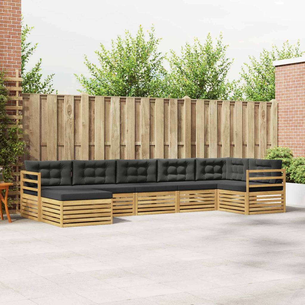 Conjunto de sofás de exterior 7 pcs Blanco y Antracita
