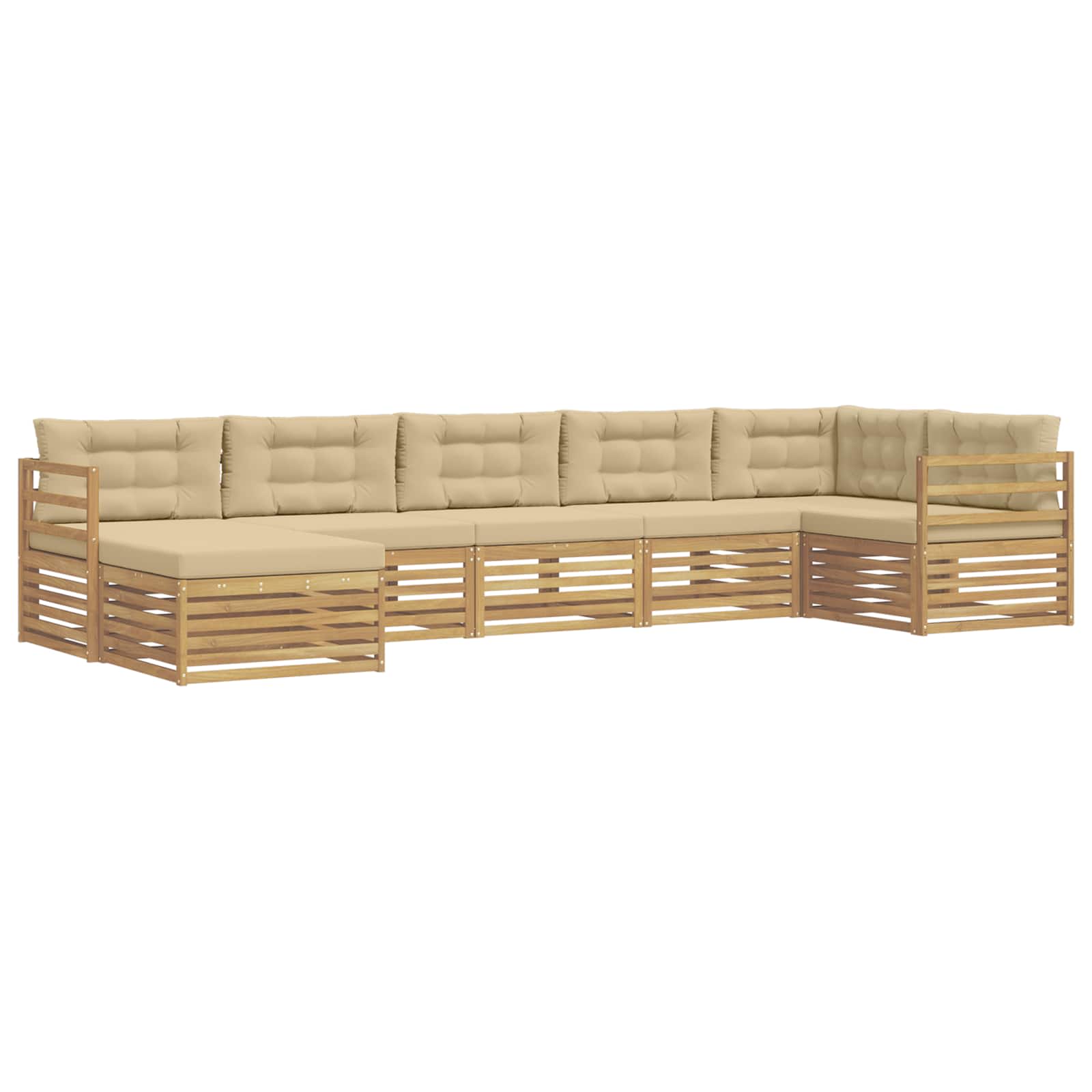 Conjunto de sofás de exterior con cojín 7 pcs y Beige
