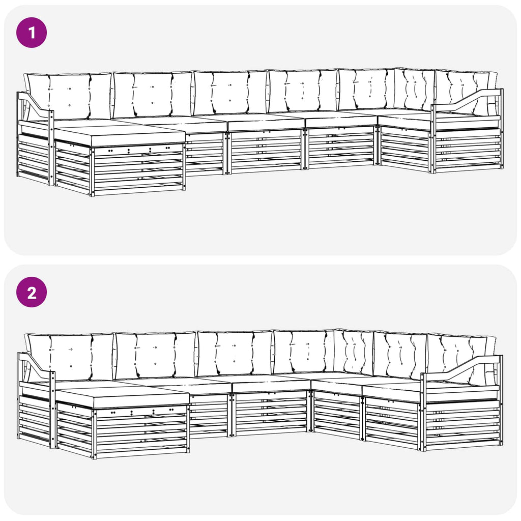 Conjunto de sofás de exterior 7 pcs y Beige