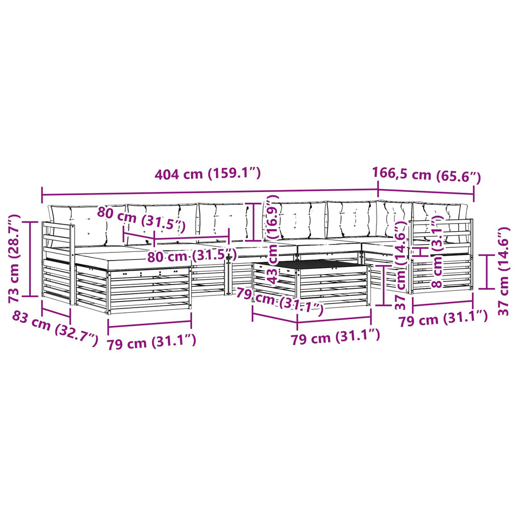 Conjunto de sofás de exterior 8 pcs Blanco y Antracita