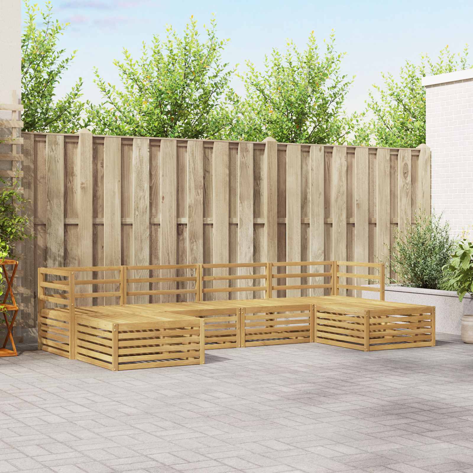 Conjunto de sofás de exterior 6 pcs Blanco 325 x 162,5 x 73 cm
