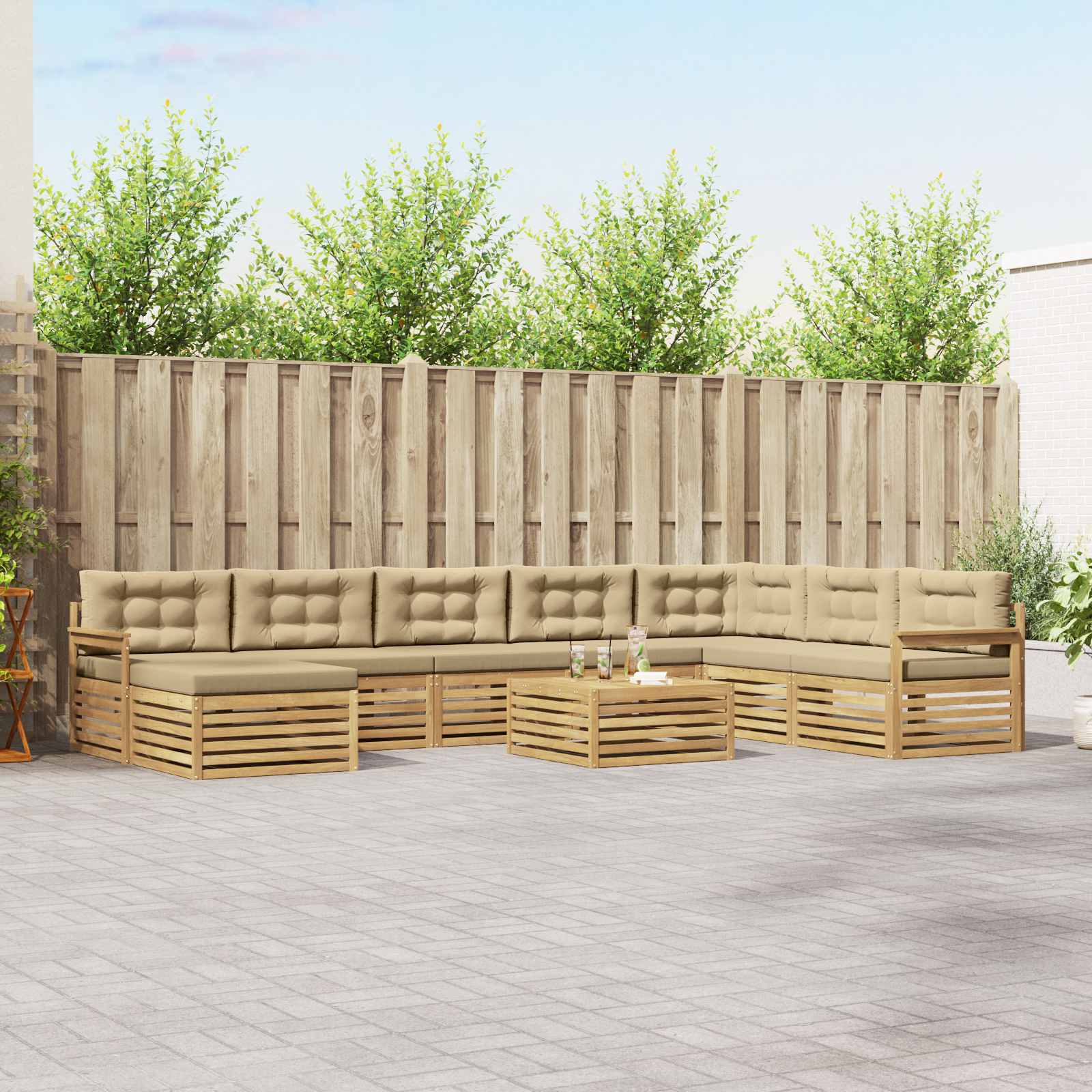 Conjunto de sofás de exterior 9 pcs Blanco y Antracita