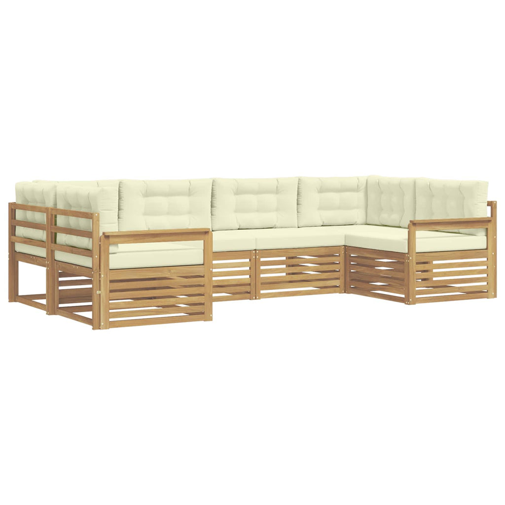 Conjunto de sofás de exterior con cojín 6 pcs Blanco y Crema