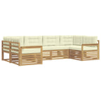 Conjunto de sofás de exterior con cojín 6 pcs Blanco y Crema