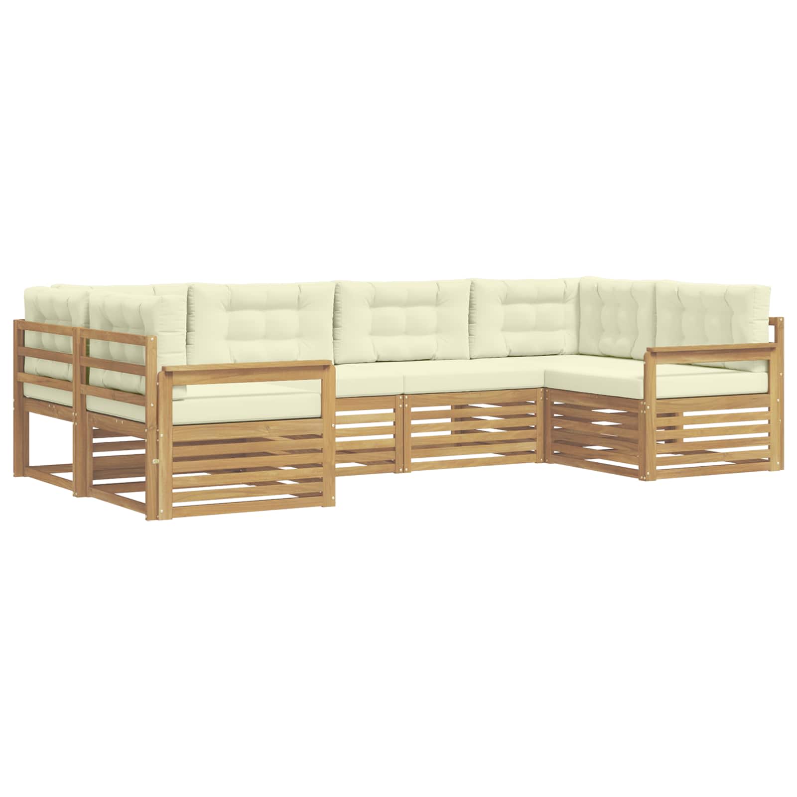 Conjunto de sofás de exterior con cojín 6 pcs Blanco y Crema