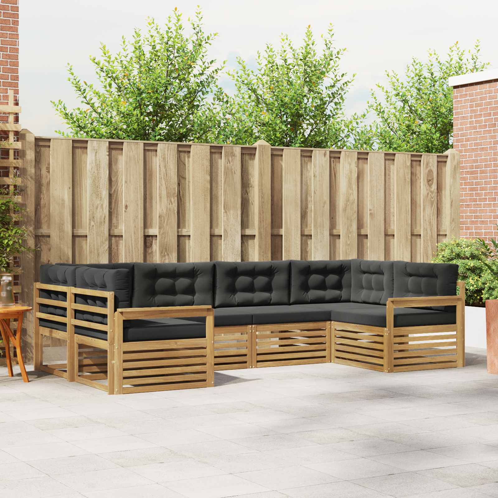 Conjunto de sofás de exterior 6 pcs Blanco y Antracita