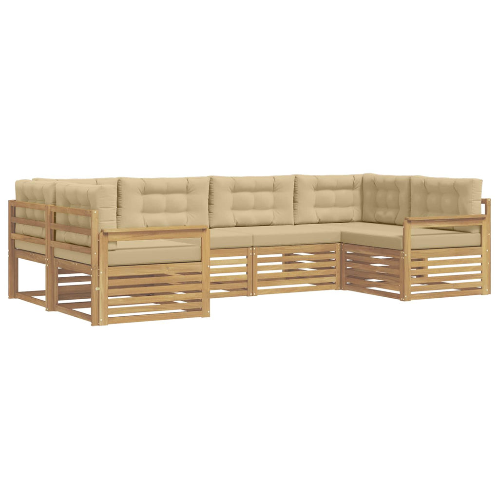 Conjunto de sofás de exterior con cojín 6 pcs y Beige