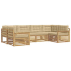 Conjunto de sofás de exterior con cojín 6 pcs y Beige