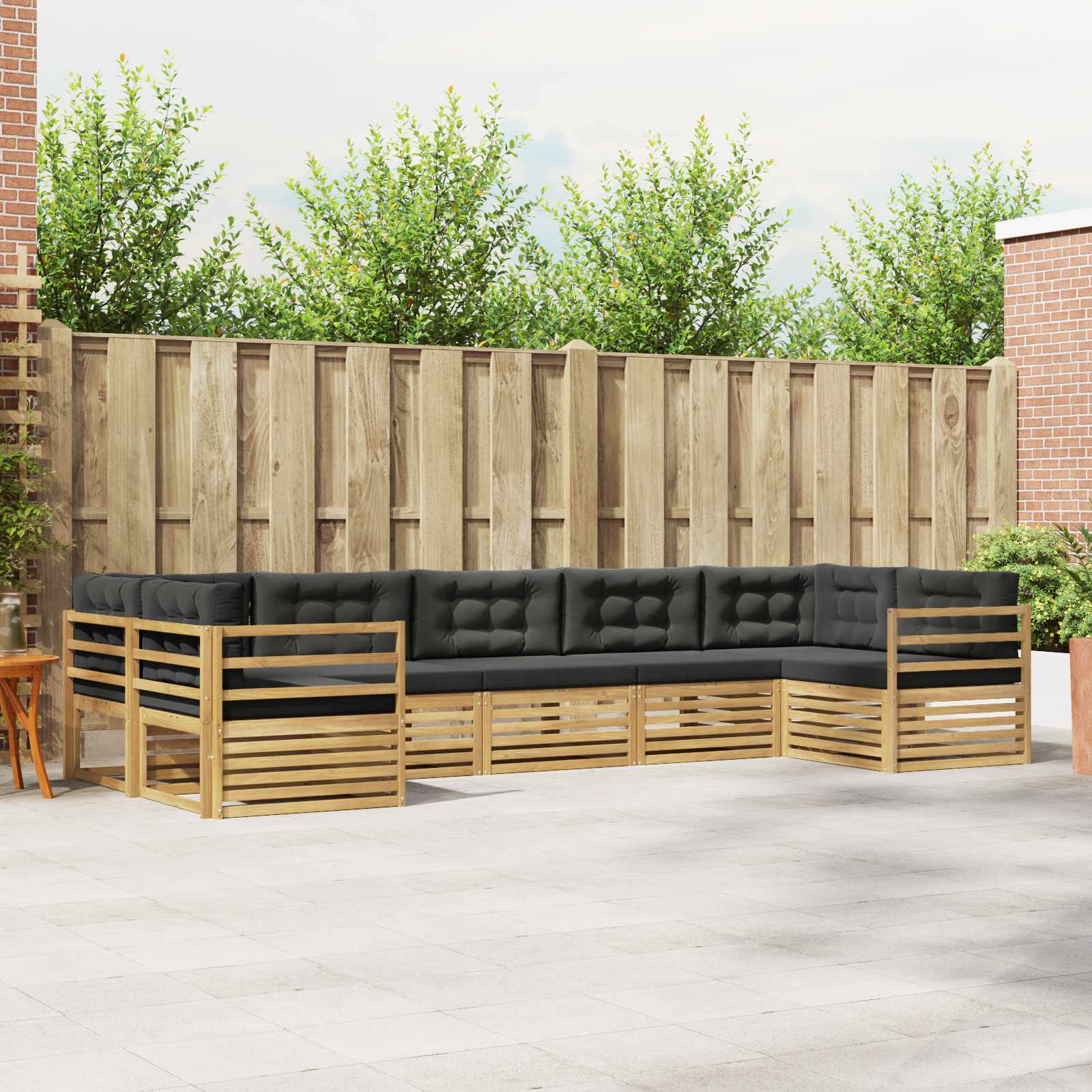 Conjunto de sofás de exterior 7 pcs Blanco y Antracita