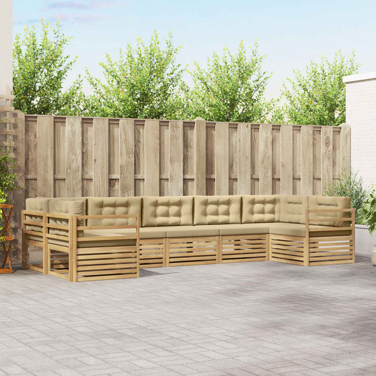 Conjunto de sofás de exterior 7 pcs Blanco y Antracita