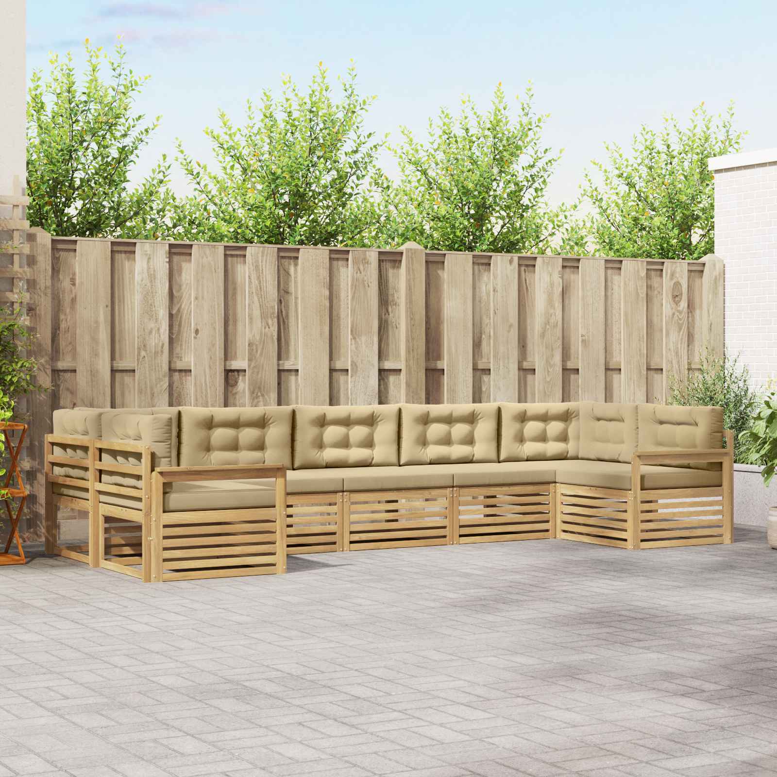 Conjunto de sofás de exterior 7 pcs Blanco y Antracita