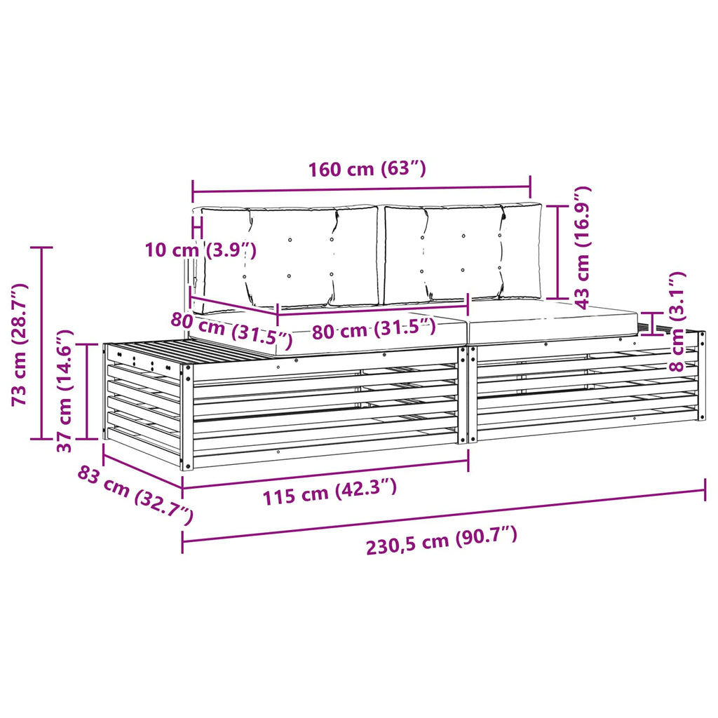 Conjunto de sofás de exterior Blanco 230,5 x 83 x 73 cm