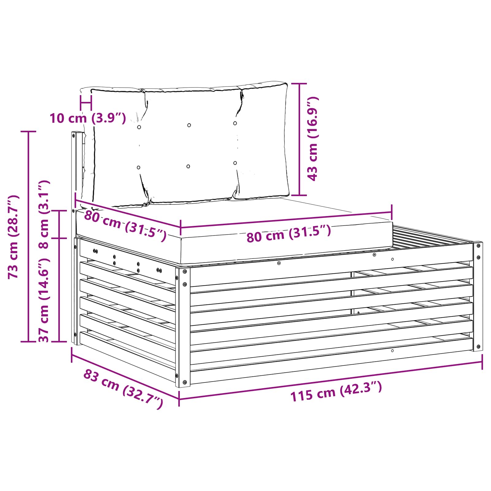 Conjunto de sofás de exterior Blanco 230,5 x 83 x 73 cm