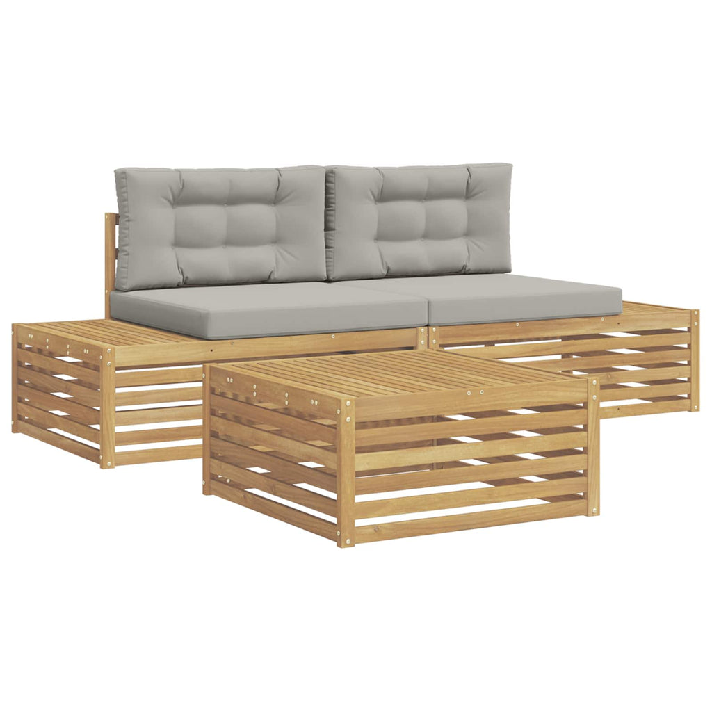 3 Pieza Conjunto de sofás de exterior Poliéster Blanco